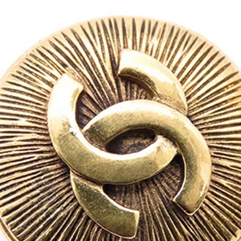 Chanel Gold Plated CC Sunburst Clip On Earrings Gold Metal Good condition - Box View