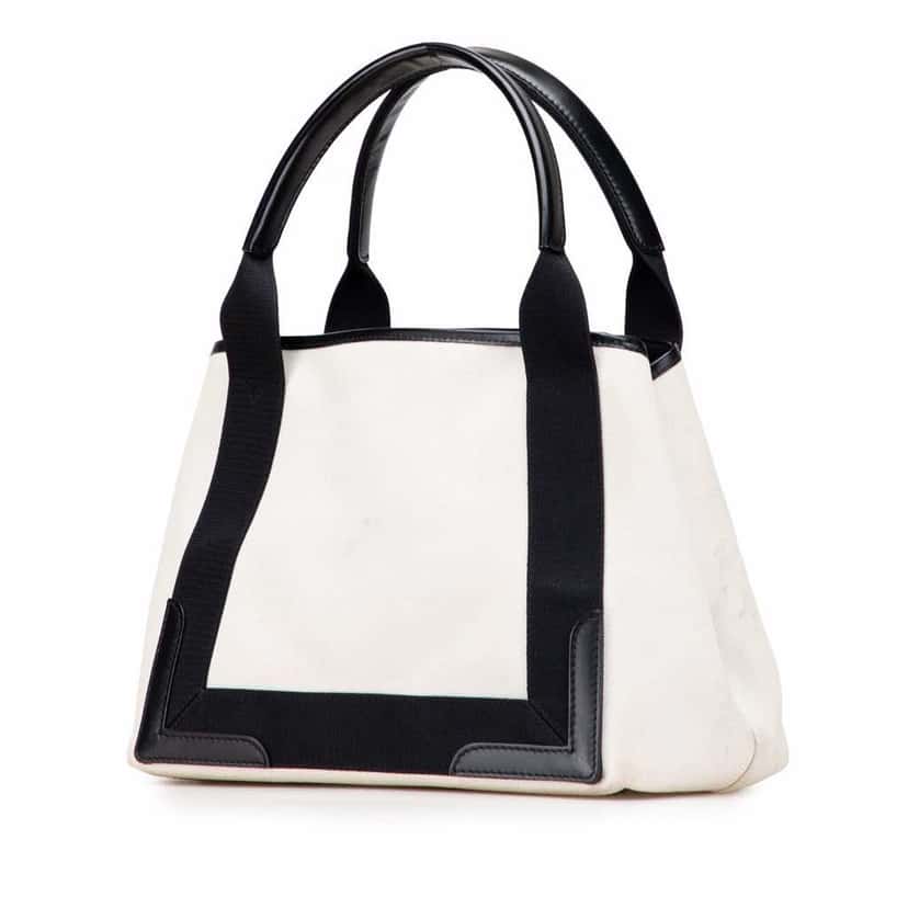 Balenciaga Canvas Navy Cabas Tote S White Canvas Good condition - Back View