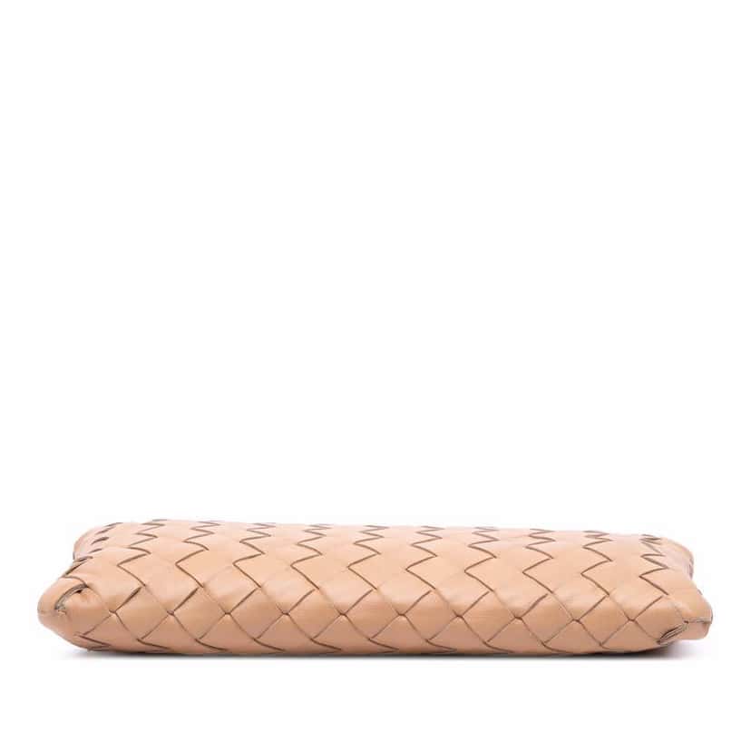 Bottega Veneta Small Nappa Intrecciato Zip Pouch Brown Leather Good condition - Inside View