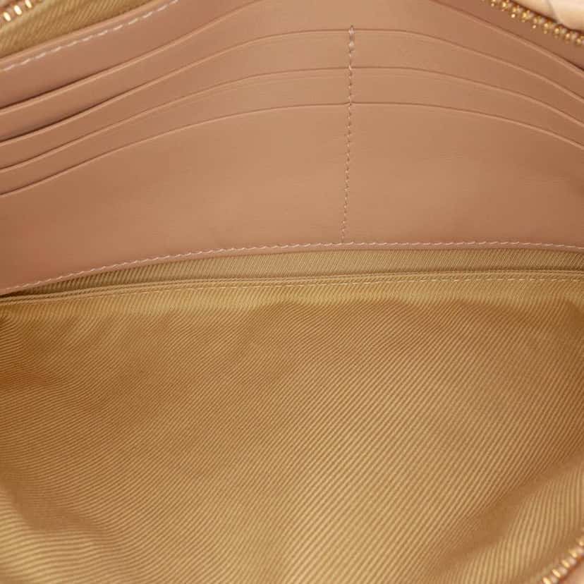 Bottega Veneta Small Nappa Intrecciato Zip Pouch Brown Leather Good condition - Model View