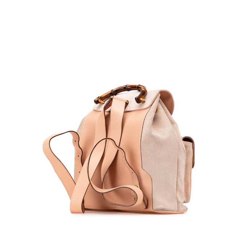 Gucci Suede Bamboo Backpack Brown Leather Fair condition - Back View