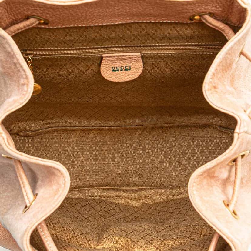 Gucci Suede Bamboo Backpack Brown Leather Fair condition - Model View