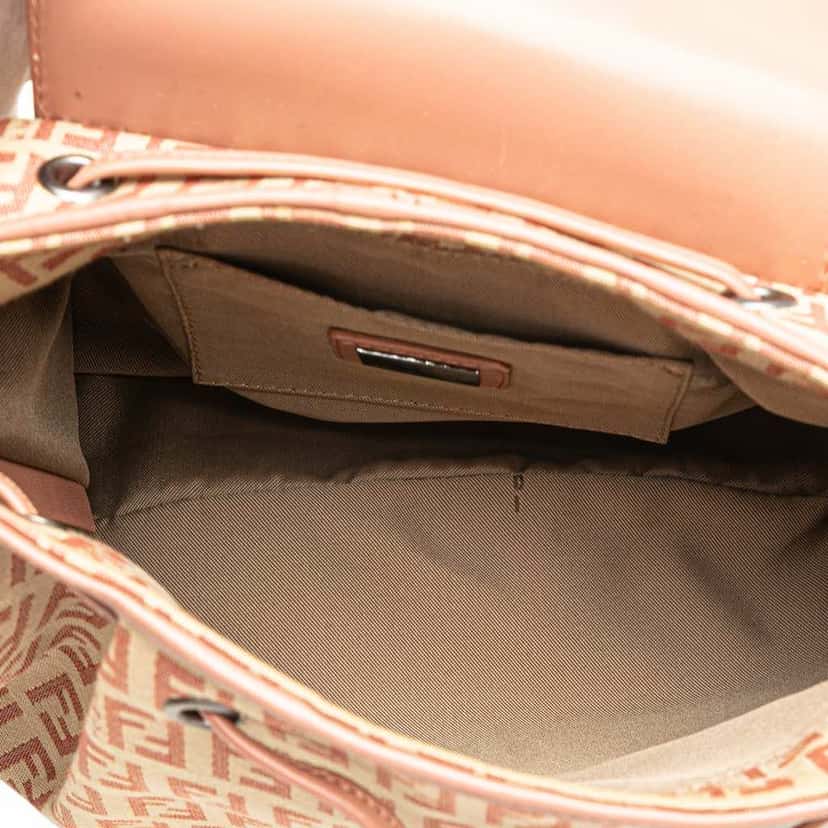Fendi Zucchino Canvas Drawstring Shoulder Bag Brown Canvas Good condition - Model View