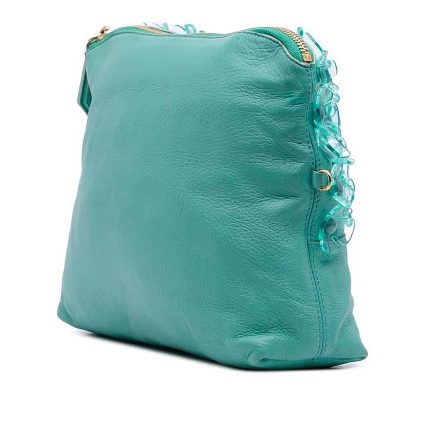 Burberry Leather The Petal Fold Over Crossbody Green Leather Good condition - Back View