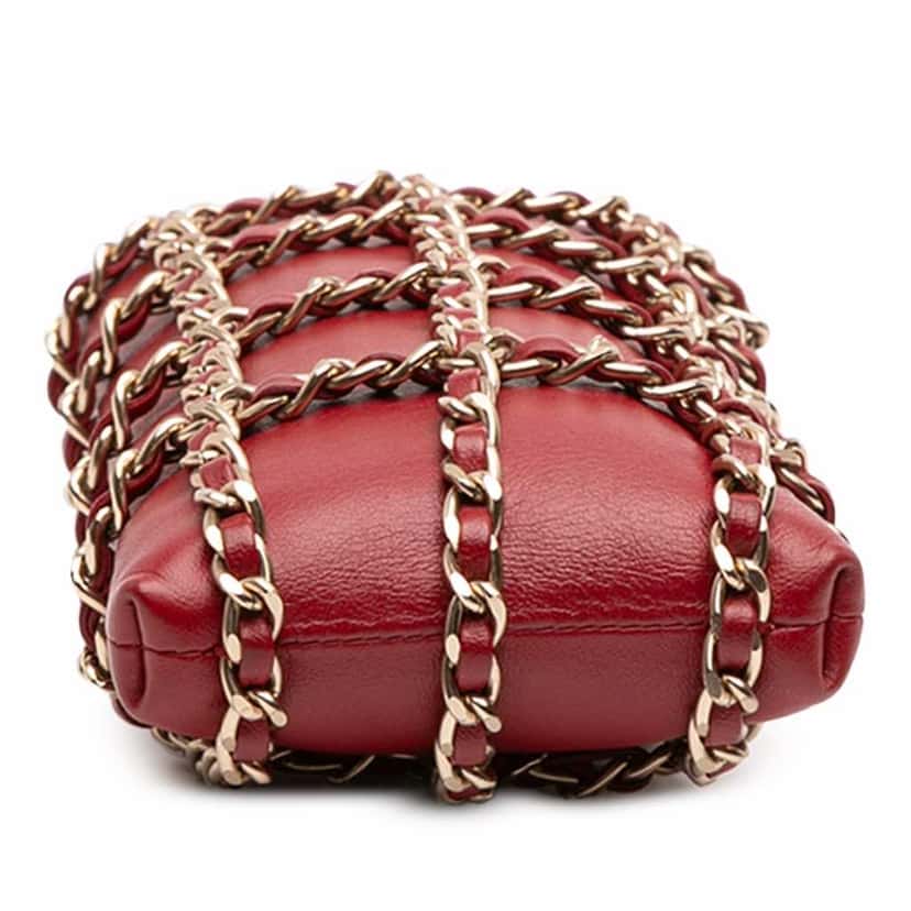 Chanel Lambskin Tech Me Out Clutch With Chain Red Leather Good condition - Inside View