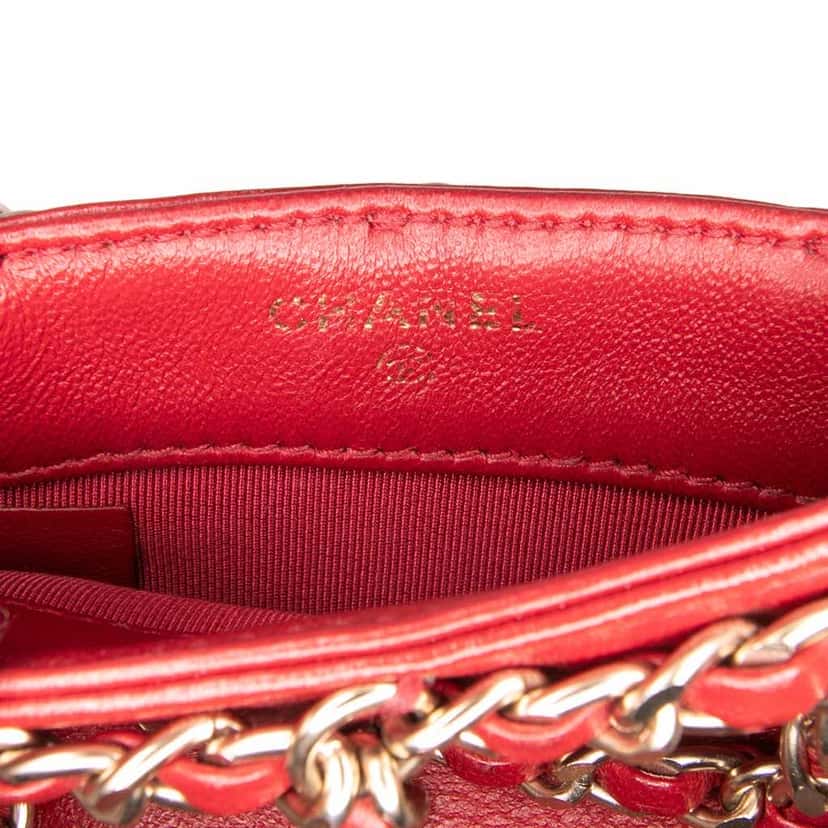 Chanel Lambskin Tech Me Out Clutch With Chain Red Leather Good condition - Box View
