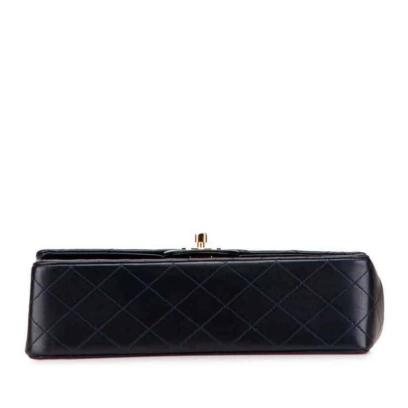 Chanel Medium Classic Lambskin Double Flap Blue Leather Fair condition - Inside View