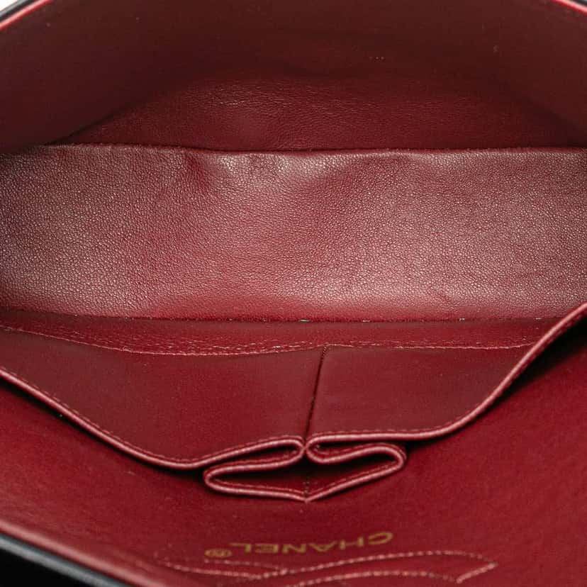 Chanel Medium Classic Lambskin Double Flap Blue Leather Fair condition - Model View