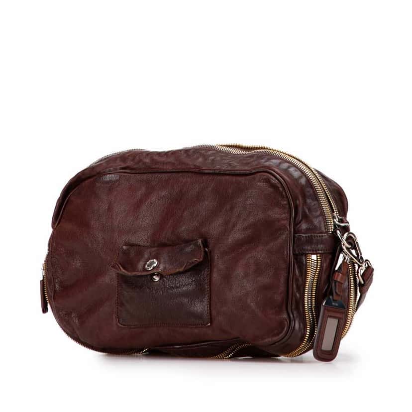 Prada Leather Zip Crossbody Brown Leather Good condition - Back View