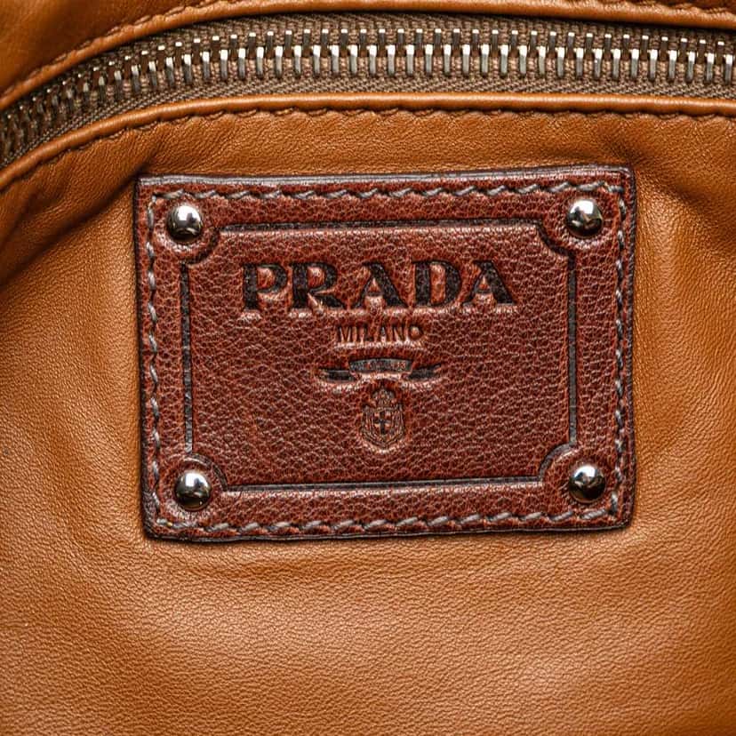 Prada Leather Zip Crossbody Brown Leather Good condition - Box View