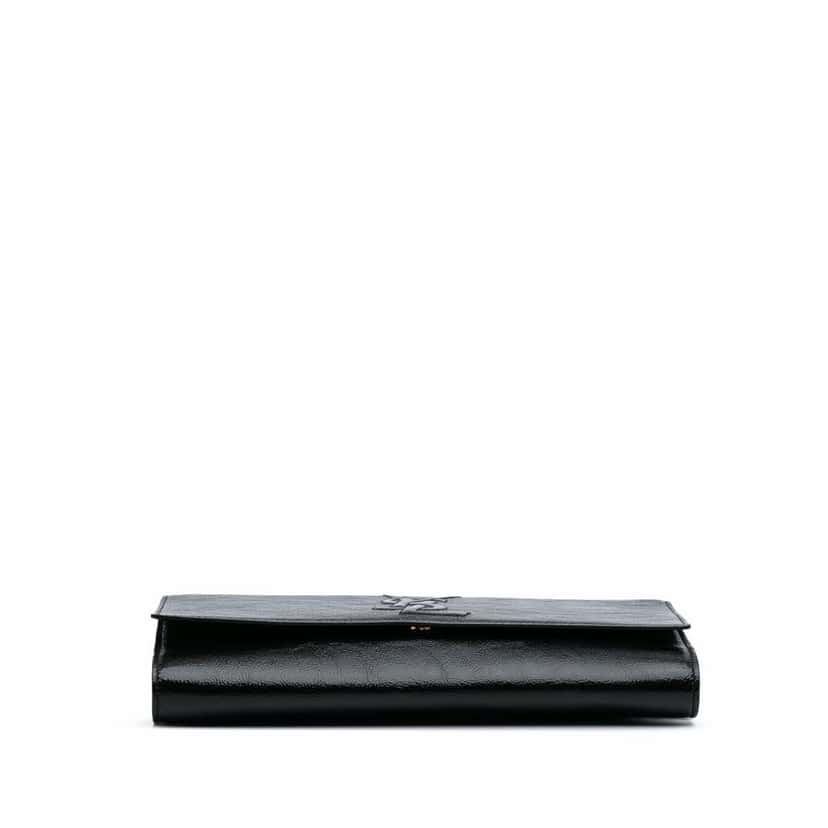 Yves Saint Laurent Large Textured Patent Monogram Belle De Jour Clutch Black Leather Good condition - Inside View