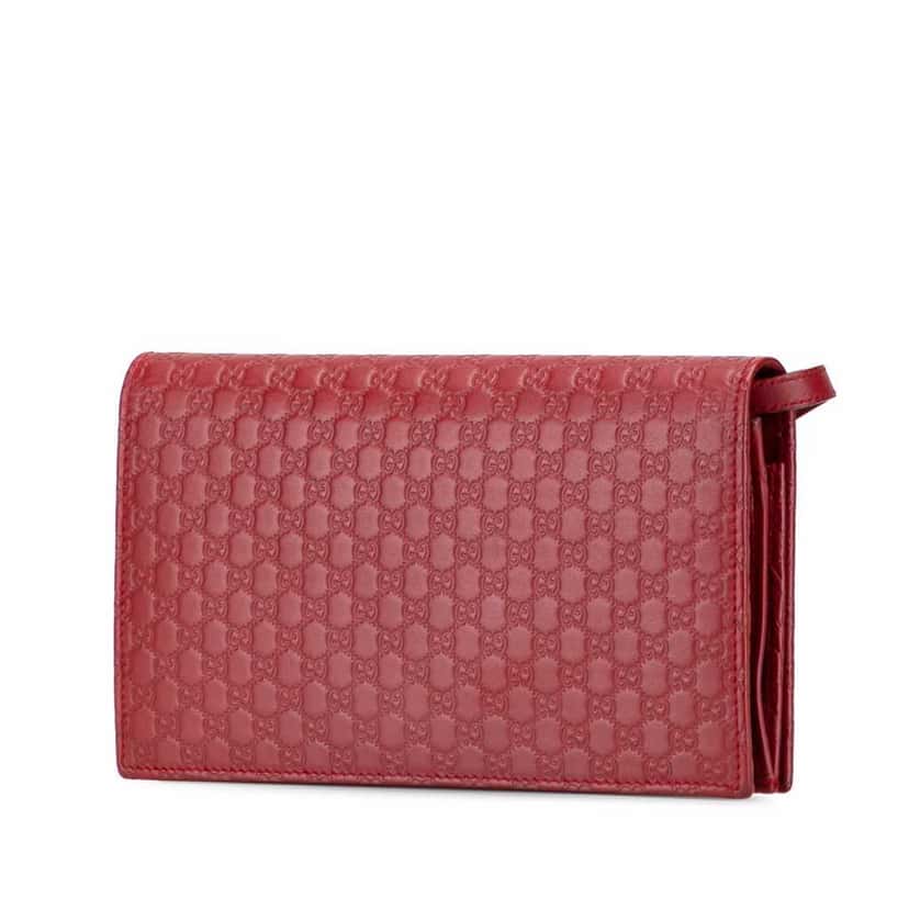 Gucci Microguccissima Wallet on Strap Red Leather Good condition - Back View