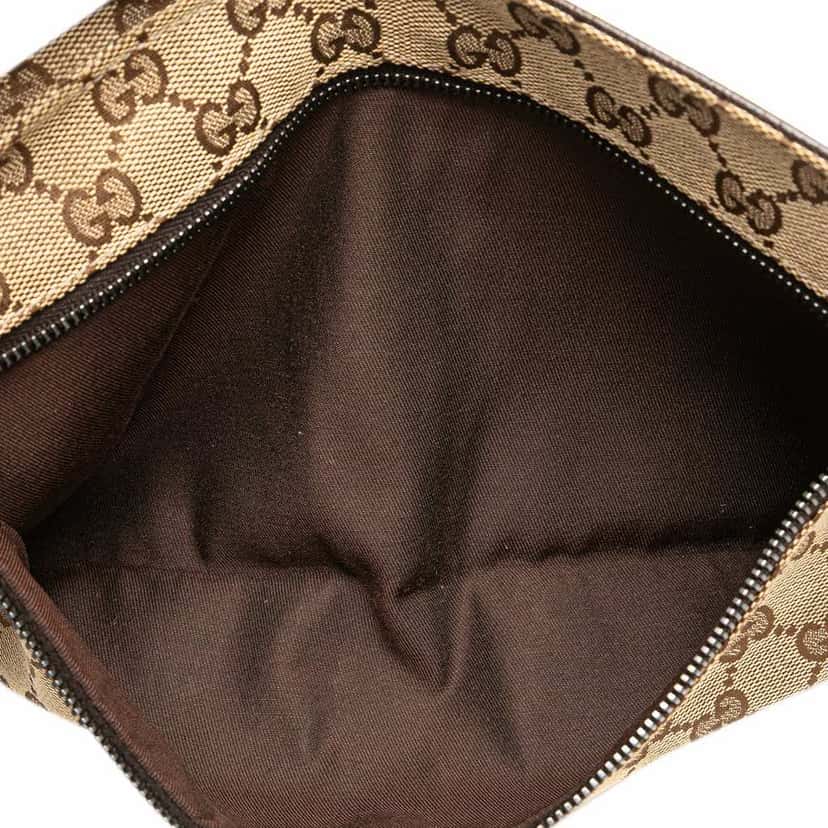 Gucci GG Canvas Web Double Pocket Belt Bag Brown Canvas Good condition - Model View
