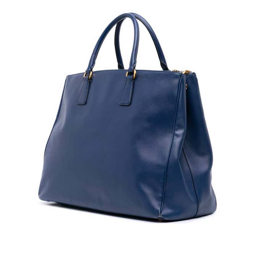 Prada Large Saffiano Lux Galleria Double Zip Satchel Blue Leather Good condition - Back View