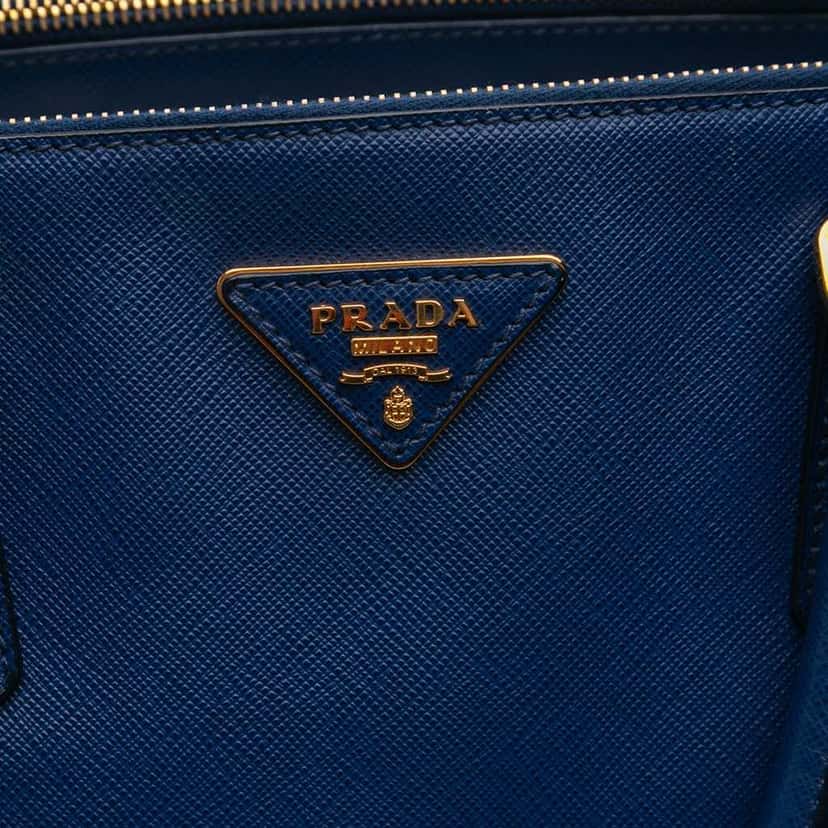 Prada Large Saffiano Lux Galleria Double Zip Satchel Blue Leather Good condition - Box View