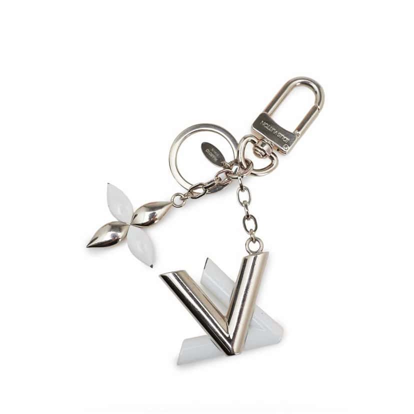 Louis Vuitton Silver Resin LV Twist Key Ring Silver Silver Good condition - Back View