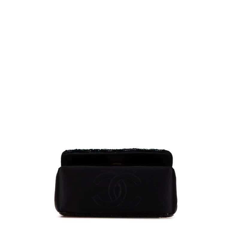 Chanel Satin Sequin Camellia Crossbody Black Satin Good condition - Inside View