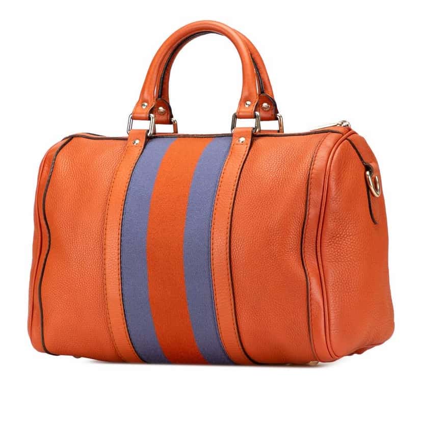 Gucci Medium Calfskin Web Joy Boston Bag Orange Leather Good condition - Back View