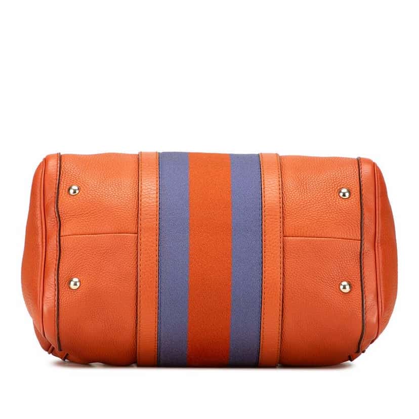 Gucci Medium Calfskin Web Joy Boston Bag Orange Leather Good condition - Inside View