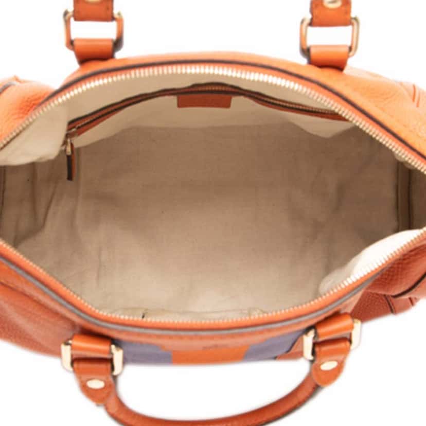 Gucci Medium Calfskin Web Joy Boston Bag Orange Leather Good condition - Model View