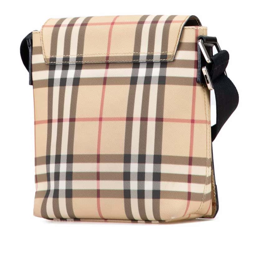 Burberry House Check Canvas Flap Crossbody Brown Canvas Very good condition - Back View