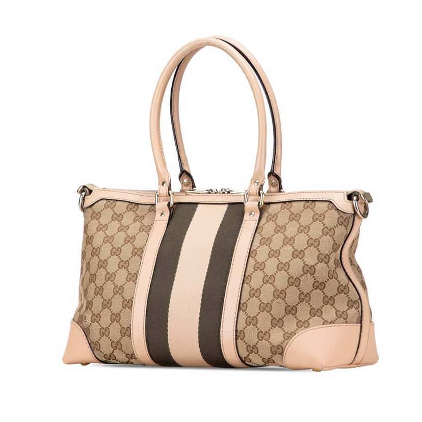 Gucci GG Canvas Web Satchel Brown Canvas Good condition - Back View