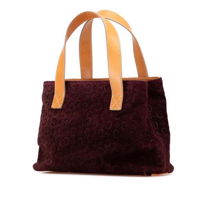 Celine C Macadam Suede Handbag Red Leather Good condition - Back View