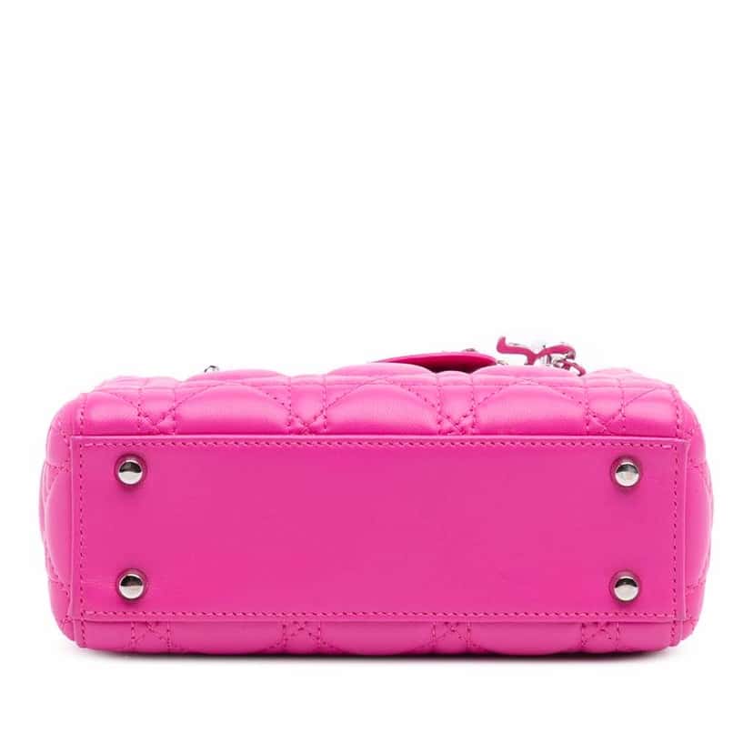 Dior Mini Lambskin Cannage Lady Dior Pink Leather Good condition - Inside View