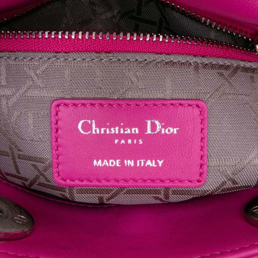 Dior Mini Lambskin Cannage Lady Dior Pink Leather Good condition - Box View