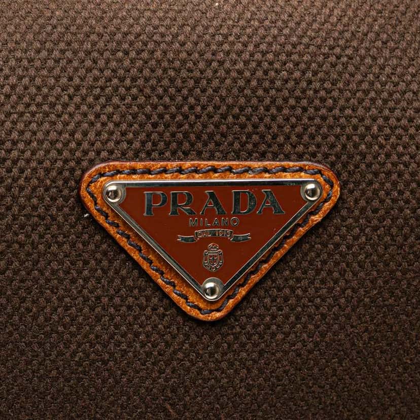 Prada Cinghiale Trimmed Canvas Canapa Travel Bag Brown Canvas Good condition - Box View