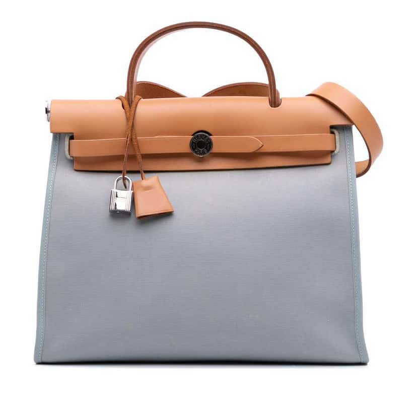 Hermès Toile Herbag Zip 31 Blue Canvas Good condition - Front View