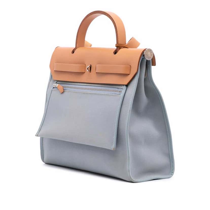 Hermès Toile Herbag Zip 31 Blue Canvas Good condition - Back View