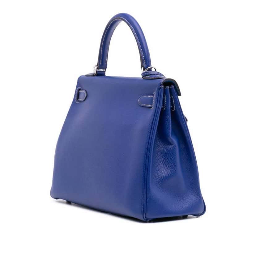 Hermès Epsom Candy Kelly II Sellier Verso 28 Blue Leather Fair condition - Back View