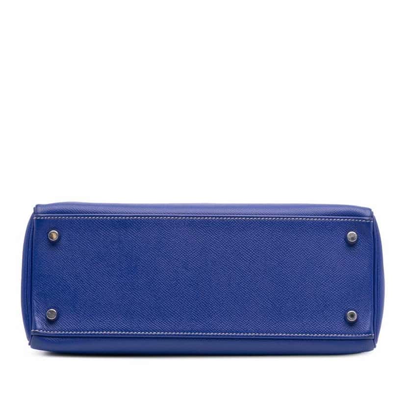 Hermès Epsom Candy Kelly II Sellier Verso 28 Blue Leather Fair condition - Inside View