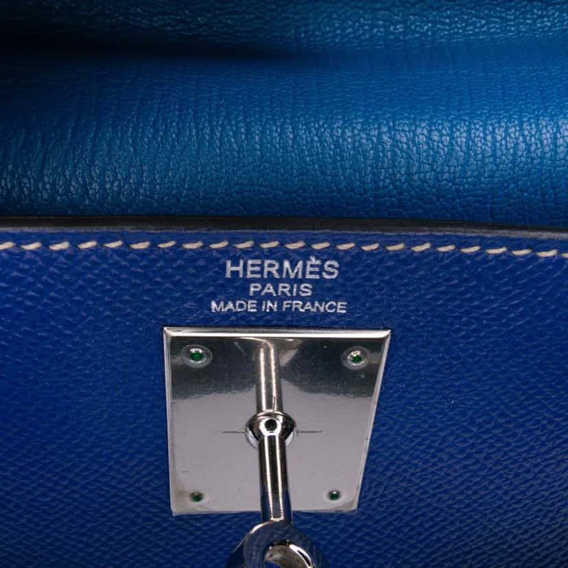 Hermès Epsom Candy Kelly II Sellier Verso 28 Blue Leather Fair condition - Box View