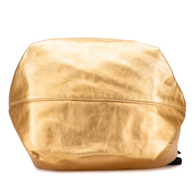 Saint Laurent Small Metallic Lambskin Teddy Bucket Bag Gold Leather Good condition - Inside View