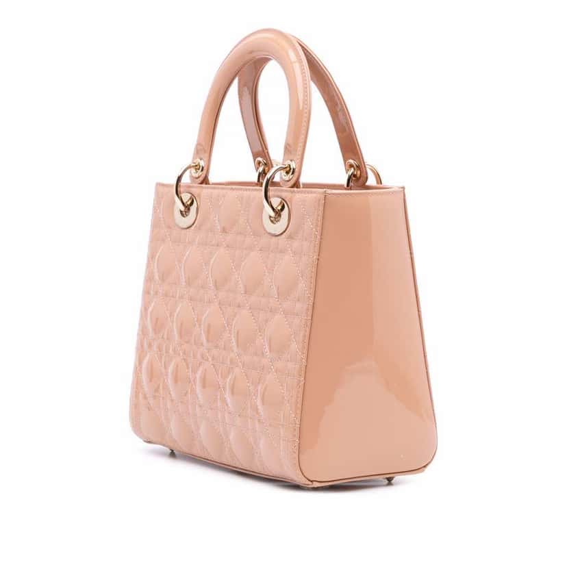 Dior Medium Patent Cannage Lady Dior Brown Leather Good condition - Back View