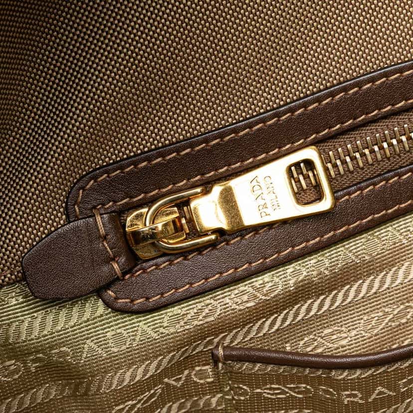 Prada Canvas Canapa Logo Bow Satchel Brown Canvas Good condition - Box View