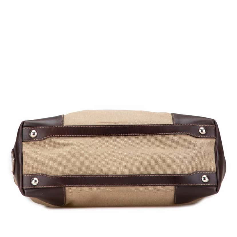 Prada Leather Trimmed Canvas Canapa Logo Satchel Brown Canvas Good condition - Inside View