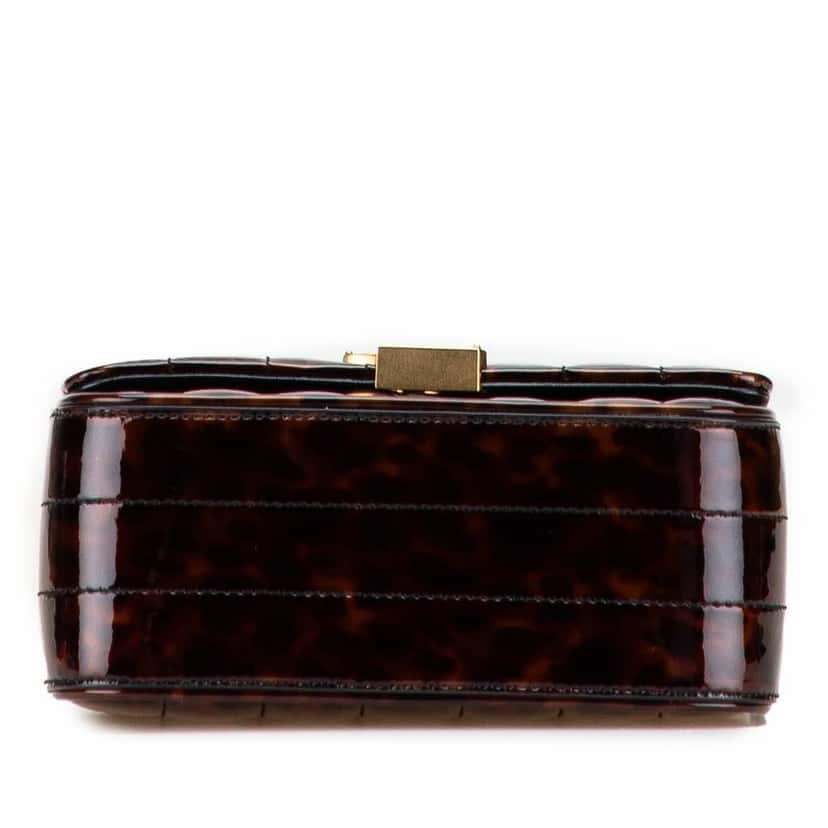Saint Laurent Small Patent Monogram Tortoiseshell Vicky Chain Bag Brown Leather Good condition - Inside View