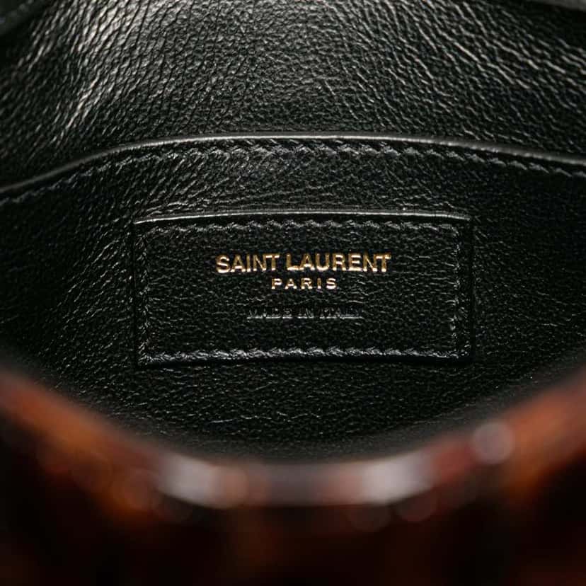 Saint Laurent Small Patent Monogram Tortoiseshell Vicky Chain Bag Brown Leather Good condition - Box View