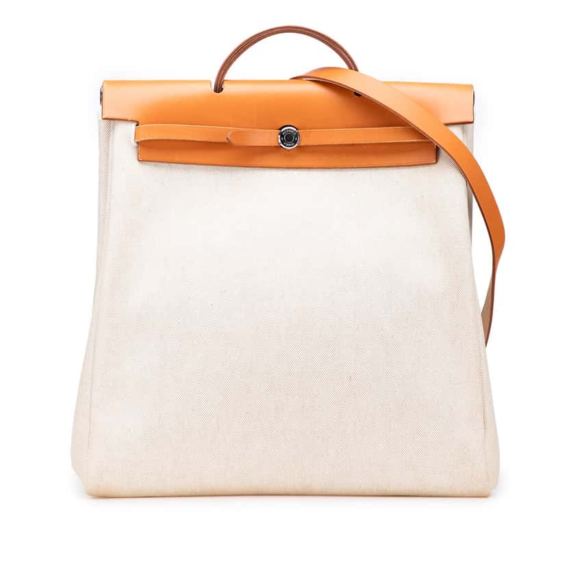 Hermès Toile Herbag 39 Brown Canvas Good condition - Front View