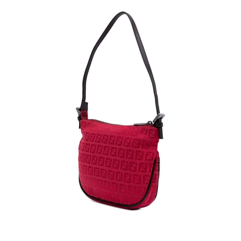 Fendi Zucchino Canvas Shoulder Bag Red Canvas Good condition - Back View