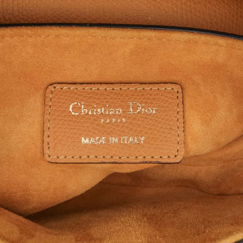 Dior Mini Grained Calfskin Saddle Bag Brown Leather Good condition - Box View