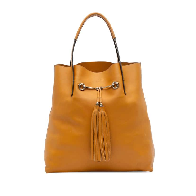 Gucci Small Leather Horsebit Park Avenue Tote Yellow Leather Good condition - Front View