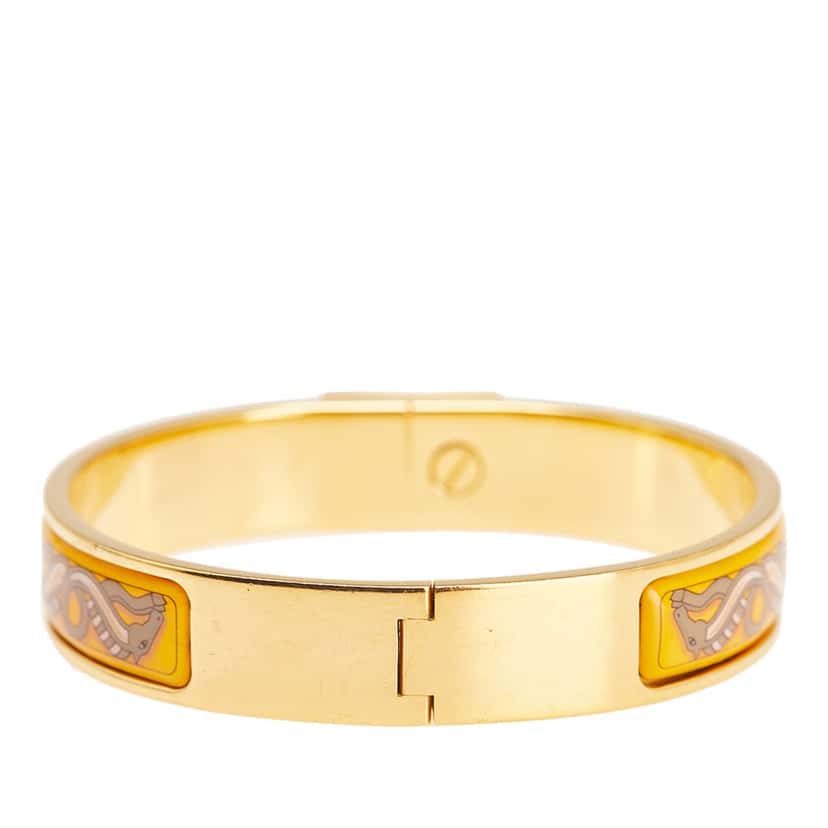 Hermès Narrow Printed Enamel Loquet Hinge Bracelet Yellow Good condition - Inside View