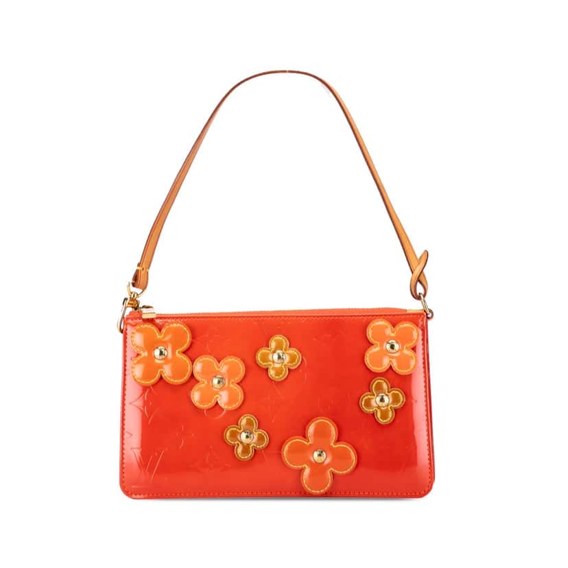 Louis Vuitton Monogram Vernis Fleurs Lexington Pochette Orange Leather Fair condition - Front View