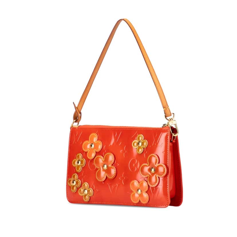 Louis Vuitton Monogram Vernis Fleurs Lexington Pochette Orange Leather Fair condition - Back View