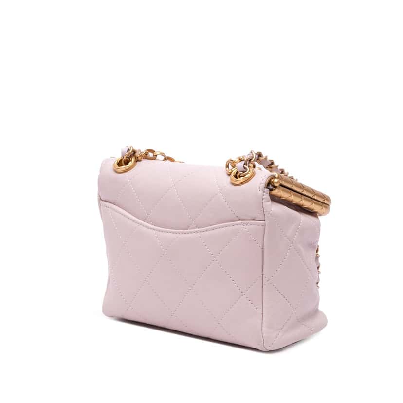 Chanel Quilted Lambskin My Crush Vanity Bag Pink Leather Good condition - Back View
