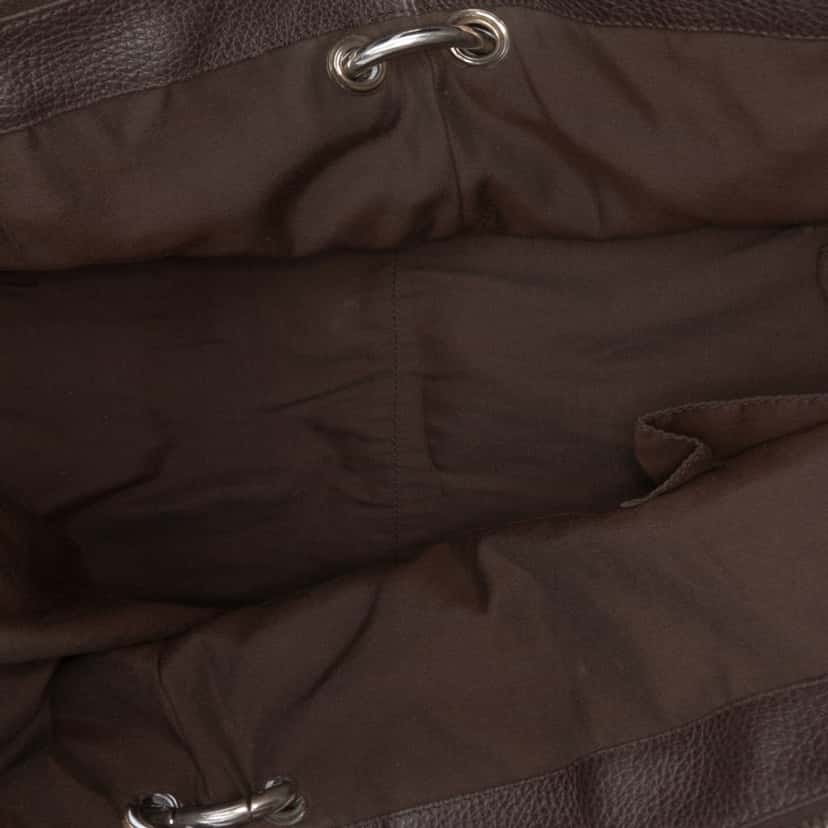 Gucci Large Pebbled Calfskin Bamboo Bar Tote Brown Leather Good condition - Model View